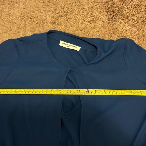 Amanda Uprichard Blue Cardigan Dress Combo Jacket Dress Tie Front Size M - Picture 4 of 8